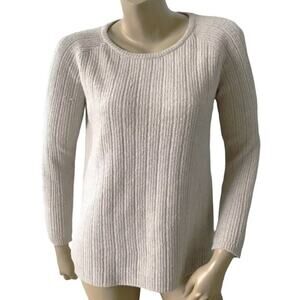 BB DAKOTA Womens Size XS Beige Cotton Blend Cold Shoulder Slit Sleeve Sweater